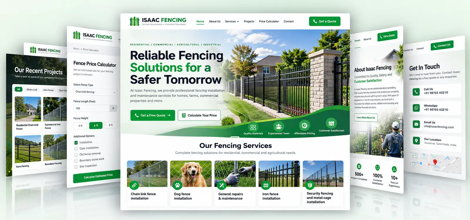 Sample healthcare, supermarket and fencing websites